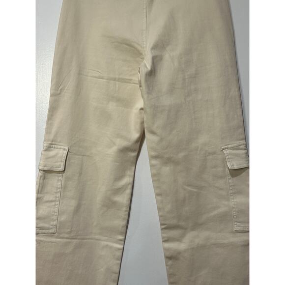 Bayeas High Rise Wide Leg Beige Cargo Jeans Size 26 NWT Stretchy Utility - Picture 11 of 14